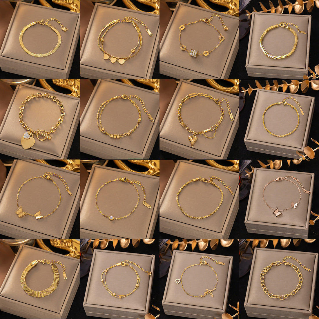 Women's Titanium Steel Inlaid Charm Bracelet Versatile Fashion Jewelry