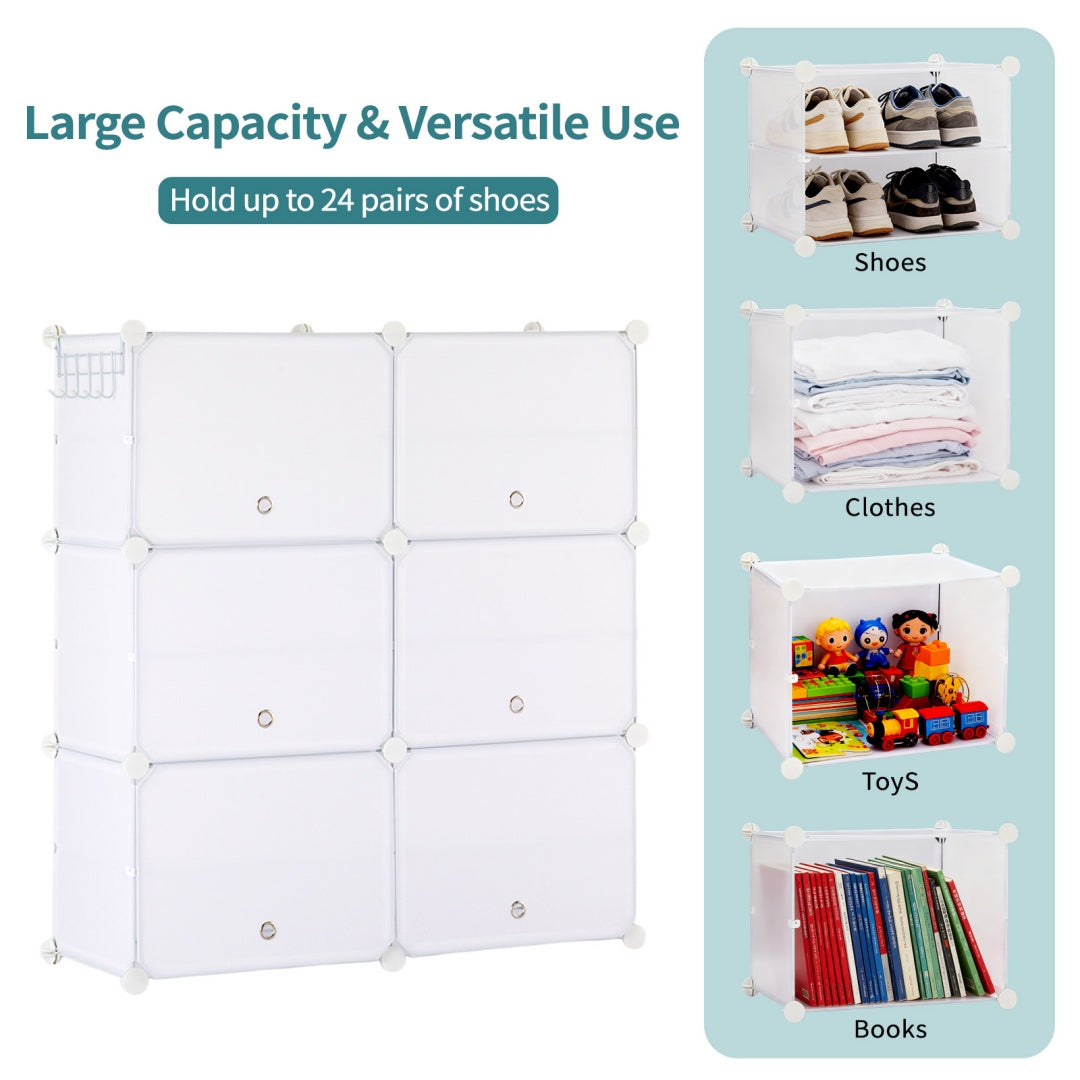 Shoe storage cabinet assembly panels shown separately