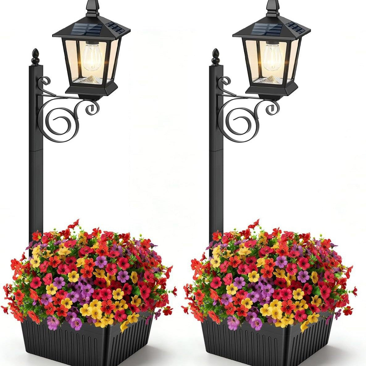Solar Powered Outdoor Flower Pot Floor Lamp