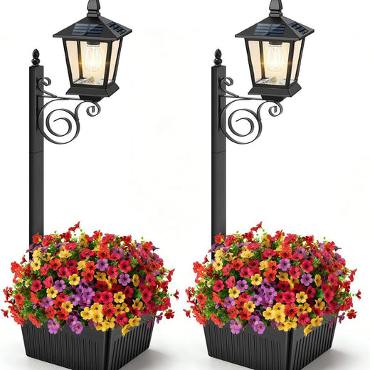 Solar Powered Outdoor Flower Pot Floor Lamp