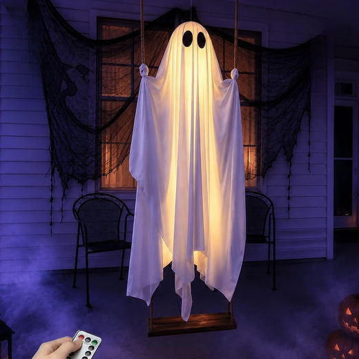 Large Glowing Swing Ghost Halloween Decoration