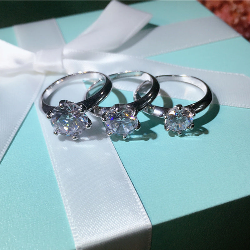 S925 Silver Solitaire Six-Prong Starlight Engagement Ring - Image 10