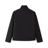 Womens Stand Collar Button Woolen Jacket