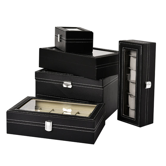 Leather Watch Display Storage Box with Transparent Window product image 1