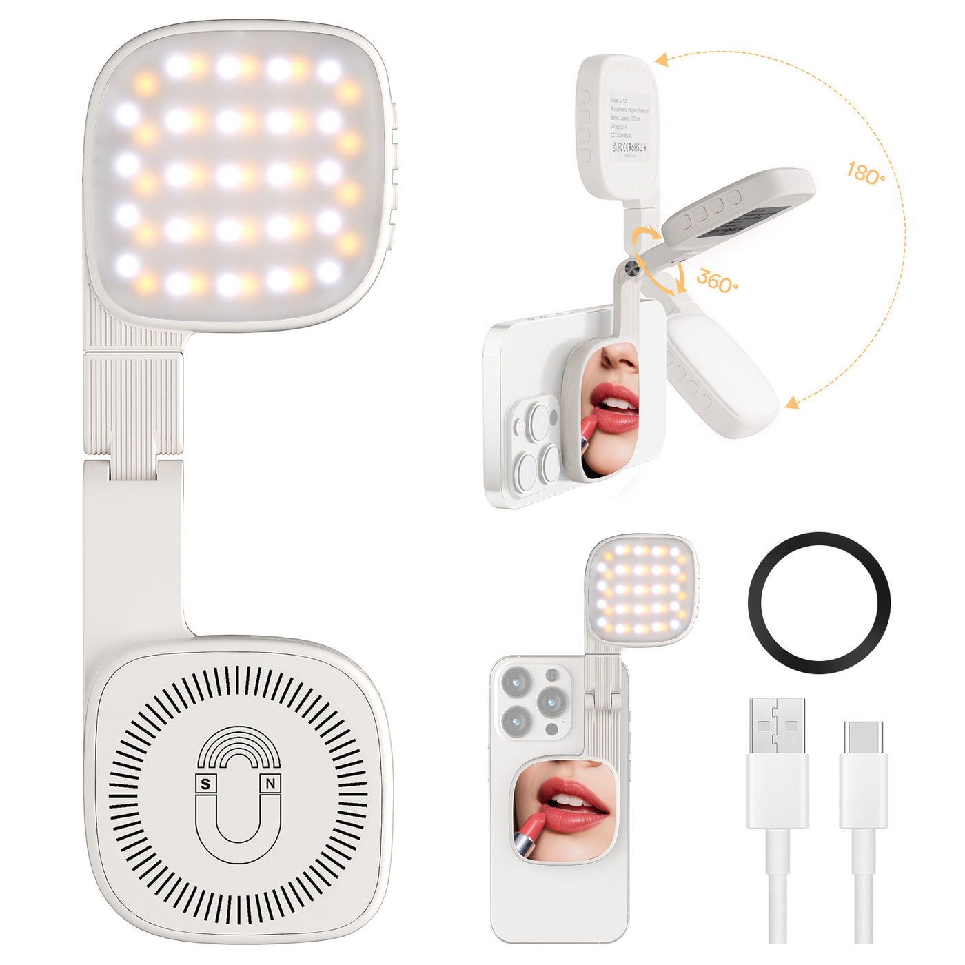 Phone selfie light clipped to a smartphone