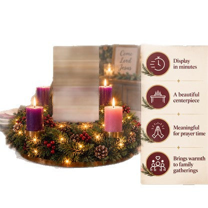Lighted Christmas Advent wreath with Nativity scene centerpiece, photo 5
