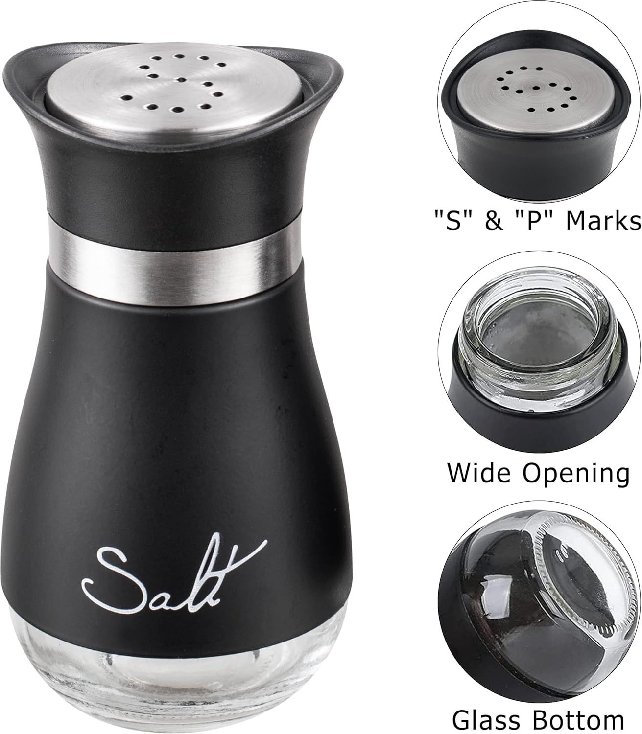 Farmhouse salt shaker with screw-on top
