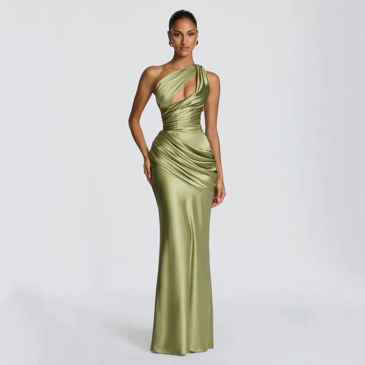 Satin Asymmetric Evening Gown