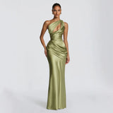 Satin Asymmetric Evening Gown