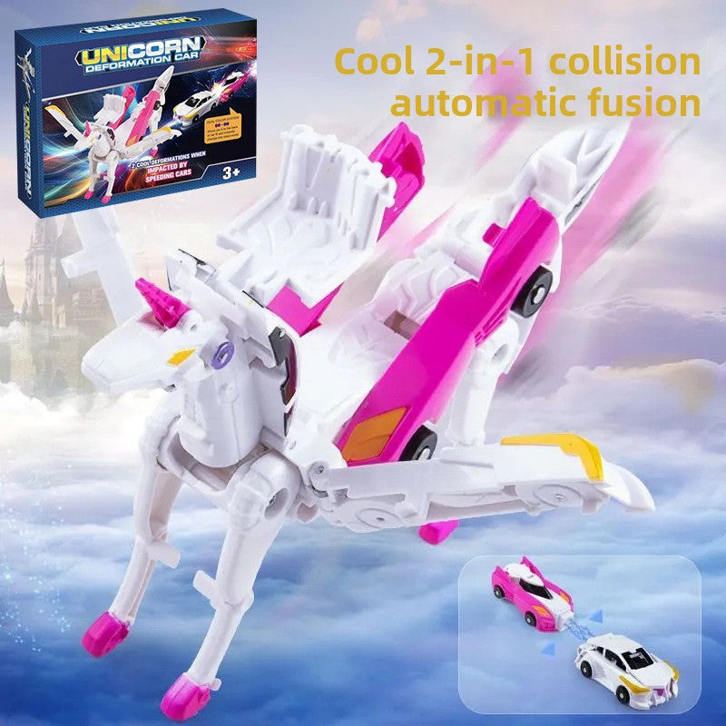 Winged Pegasus Transformable Toy with Magnetic Collision Feature