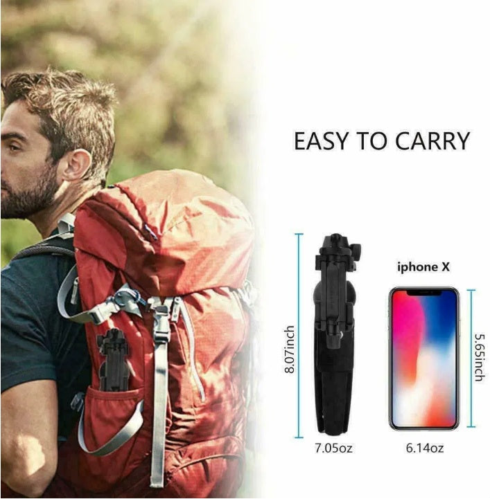 Selfie stick tripod folded into tripod mode