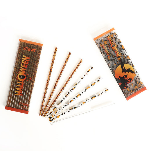 Reusable Plastic Straw Set with Holiday Designs