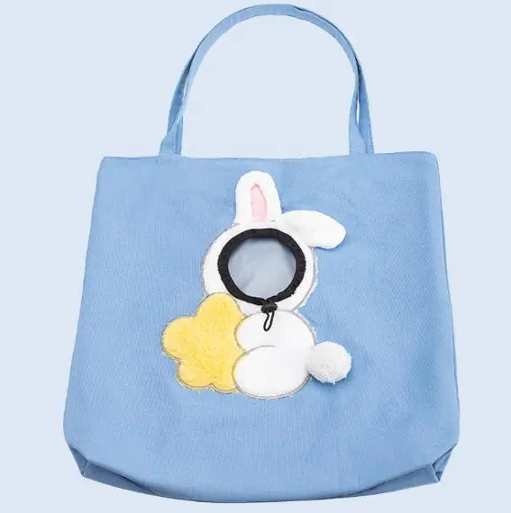 Pet carrier shown in the blue colorway