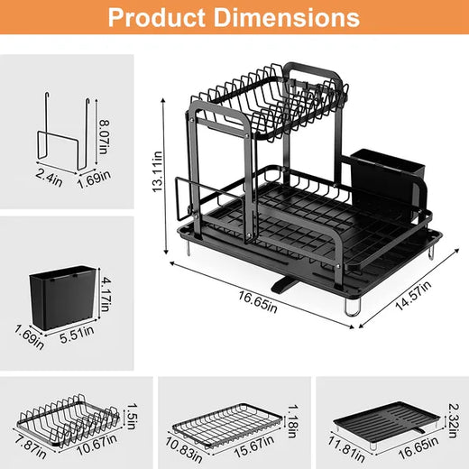 Dish drying rack bottom tier with plates