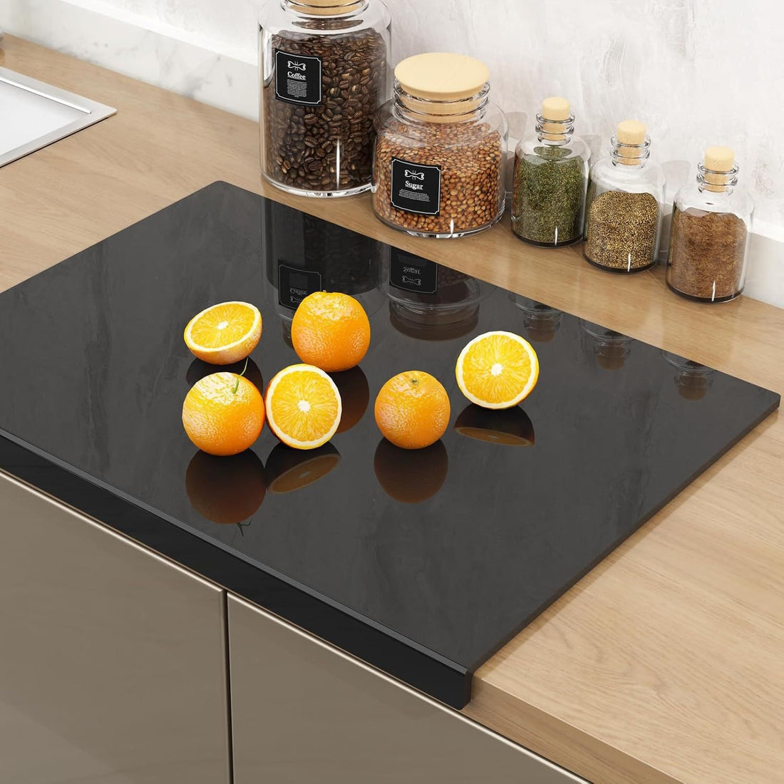 Food-Grade Acrylic Cutting Board, Reversible Anti-Mildew Fruit Vegetable Chopping Mat with Bent Edge for Kitchen Counter