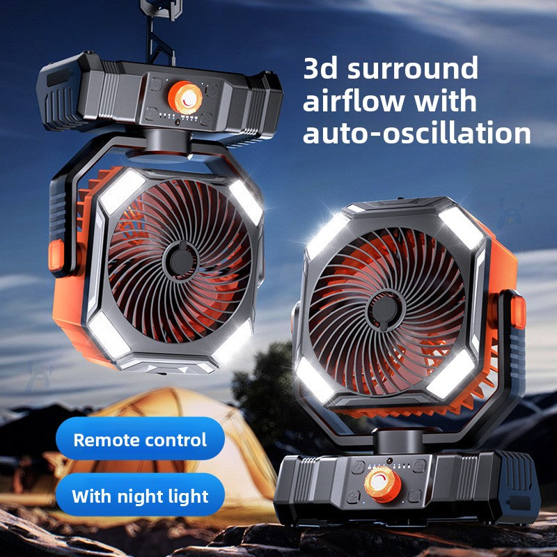Portable USB Camping Fan with Humidifier and LED Light