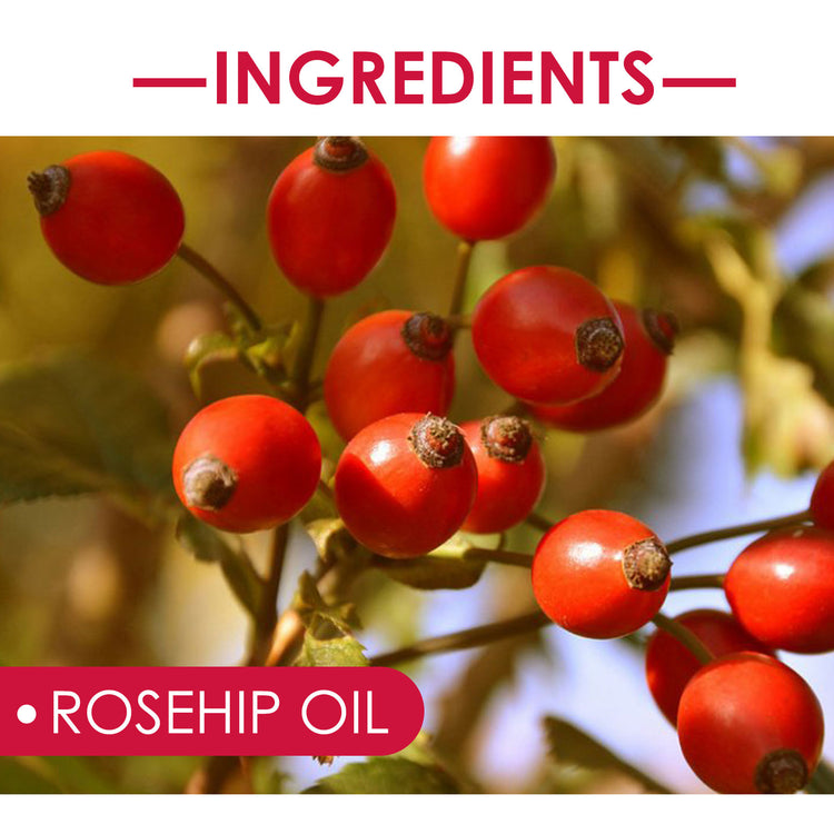 Rosehip oil back label with usage instructions