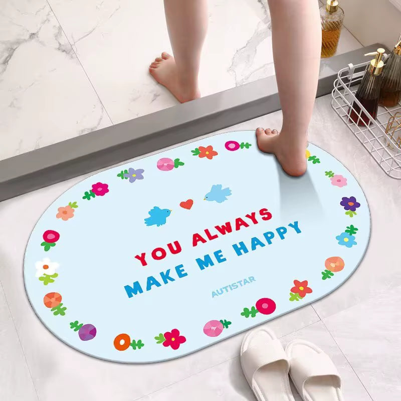 Diatom Mud Absorbent Mat Entry Door Non-Slip Quick-Drying Foot Mat Bathroom Door Floor Mat Kitchen Non-Slip Mat Carpet