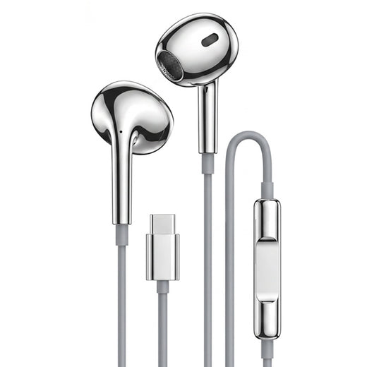 Electroplated Silver Glossy Wired Headphones