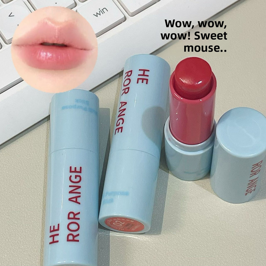 Clear and transparent water-sensitive stick high-gloss bright and tender blush lipstick