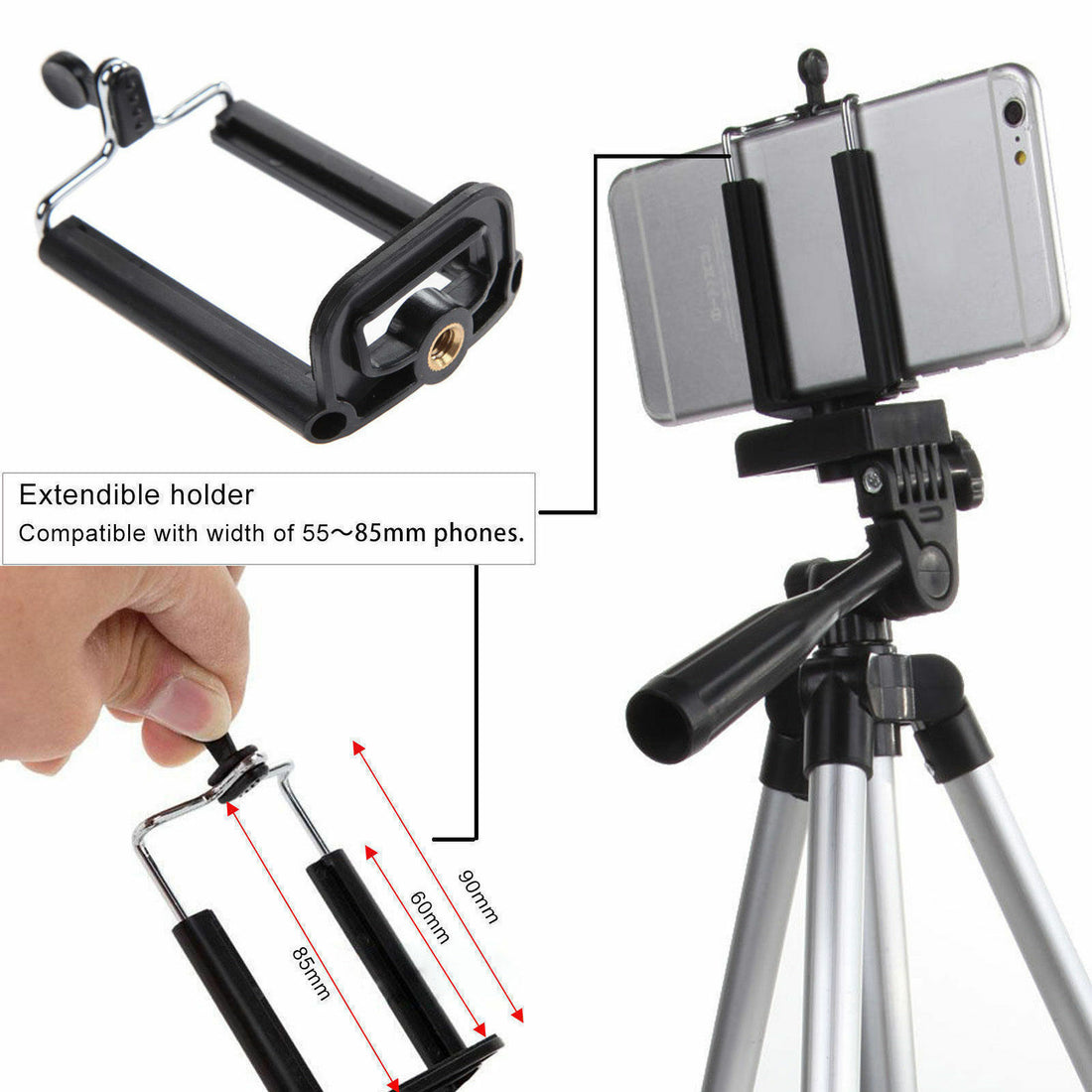 Phone tripod stand leg joint and hinge detail