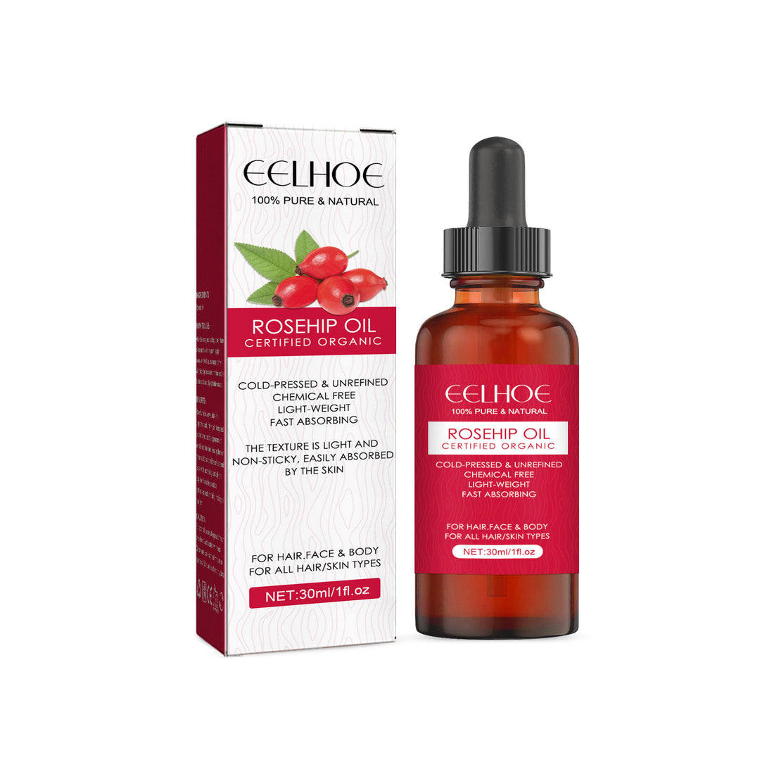 Rosehip oil applied to facial skin