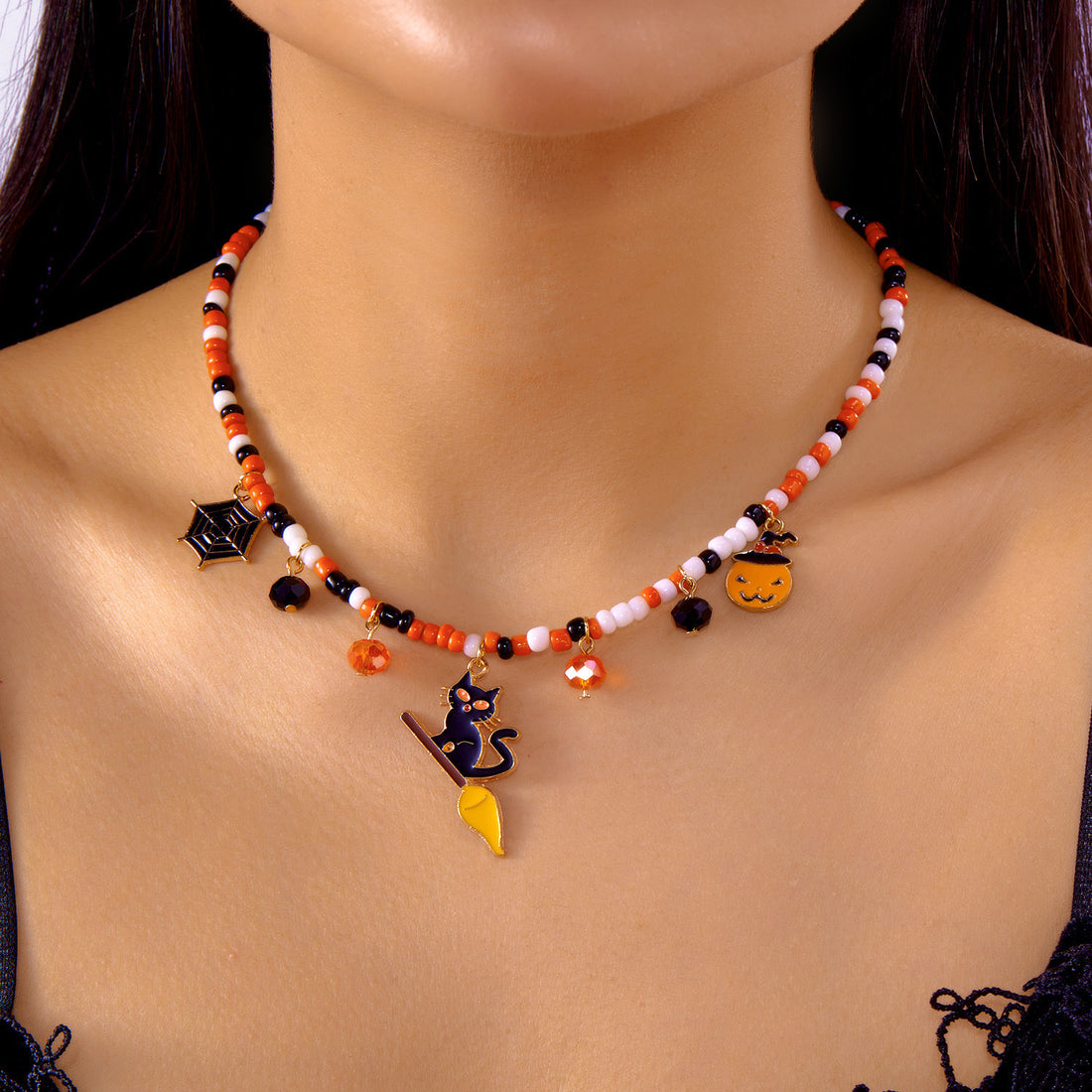 Adjustable Halloween Pumpkin Necklace