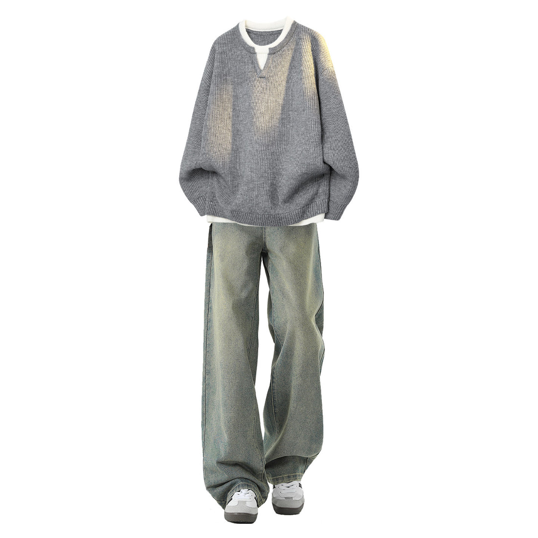 Men's Two-Piece Autumn Sweater and Jeans Casual Sports Set