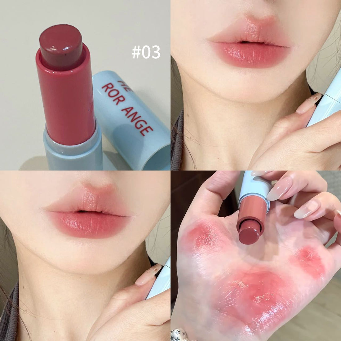 Clear and transparent water-sensitive stick high-gloss bright and tender blush lipstick