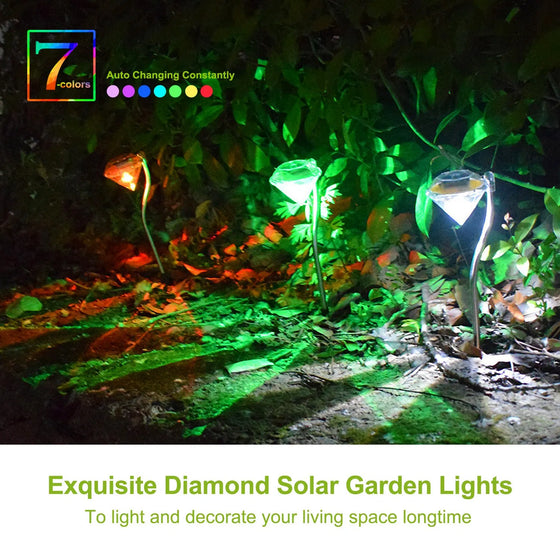 Set of 4 diamond-shaped solar garden pathway stake lights, photo 4 of 10