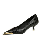 Retro Metal Toe Slim Heel Women Party Shoes