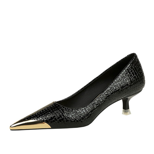 Retro Metal Toe Slim Heel Women Party Shoes