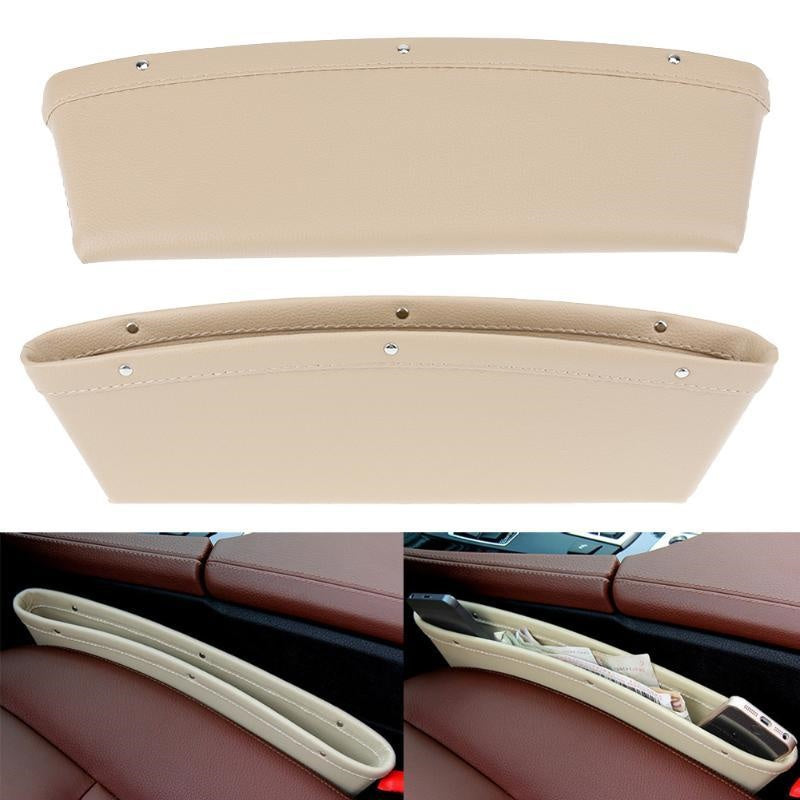 Car seat gap organizer holding phone and cards