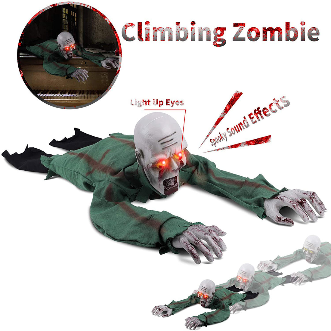Voice Control Luminous Crawling Ghost Halloween Prop
