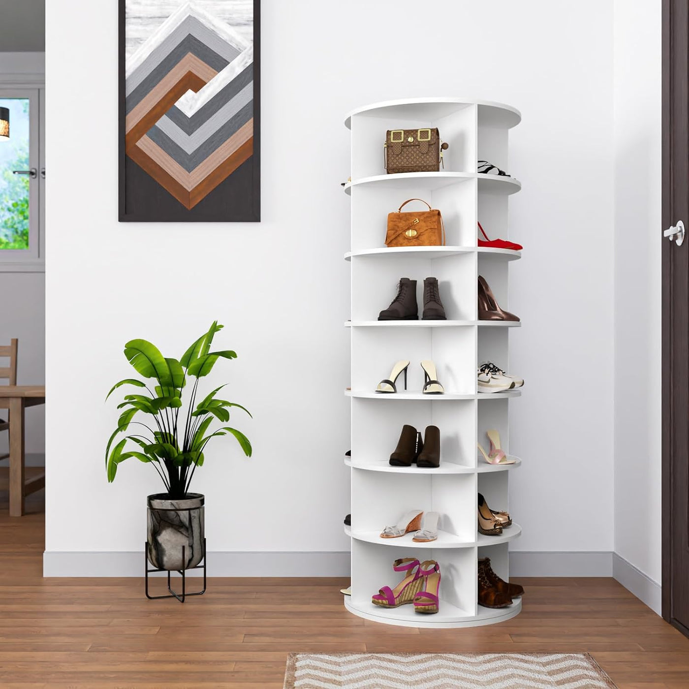 7 Tier Rotating Shoe Rack Tower Organizer