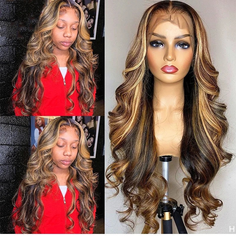Long Curly Wavy Synthetic Full Head Cover Lace Front Wig