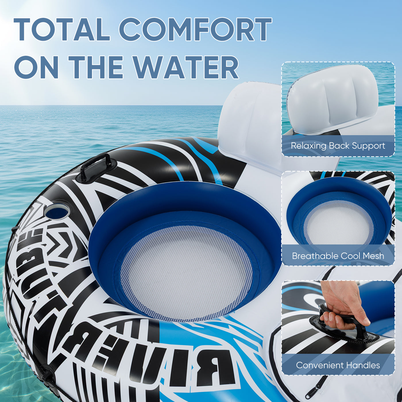Inflatable river float 2-pack in green and blue