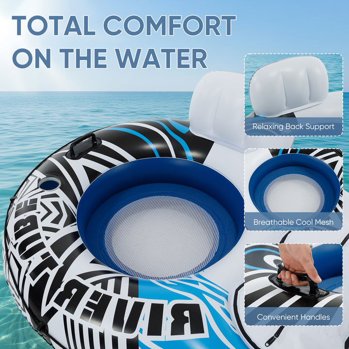 Inflatable river float 2-pack in green and blue