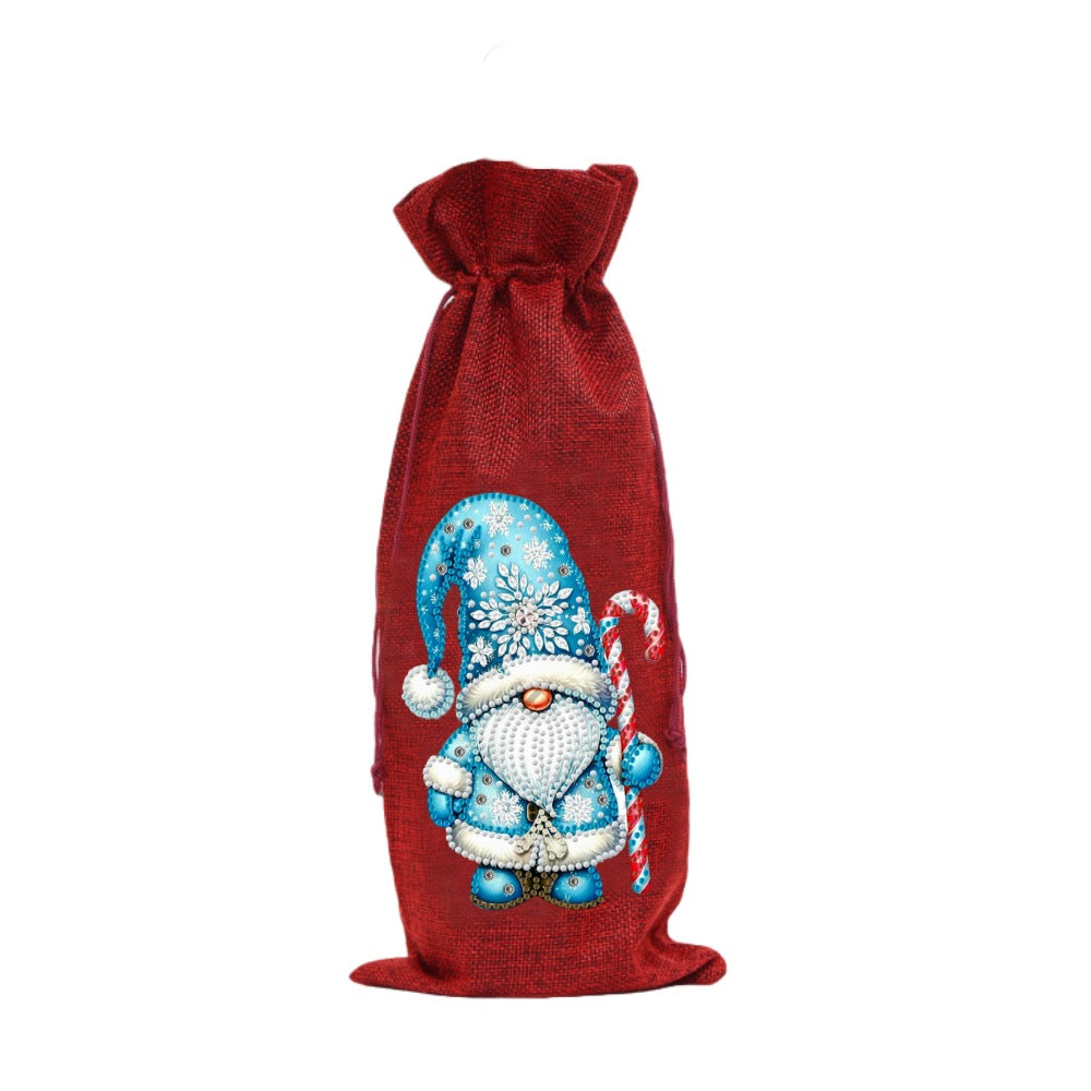 DIY 5D Diamond Painting Linen Gift Bag Sparkling Wine Candy Bag Handmade Craft Kit Modern Home Decor