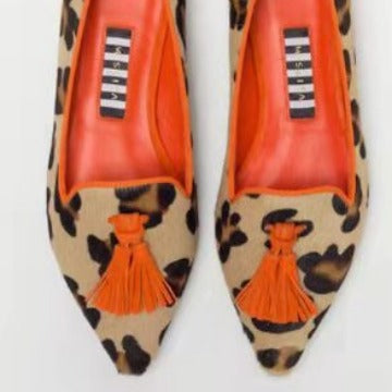 Womens Pointed Toe Tassel Flat Shoes