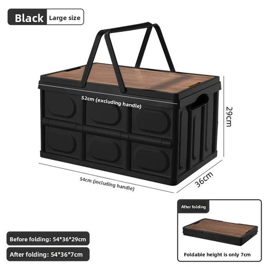 Camping Storage Box with Wooden Lid