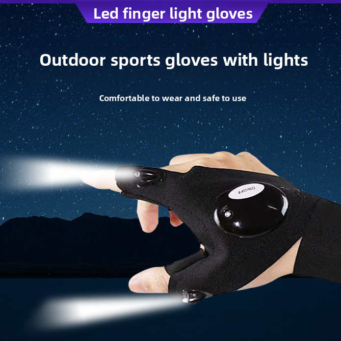 LED Illuminated Fishing Gloves with Finger Lights
