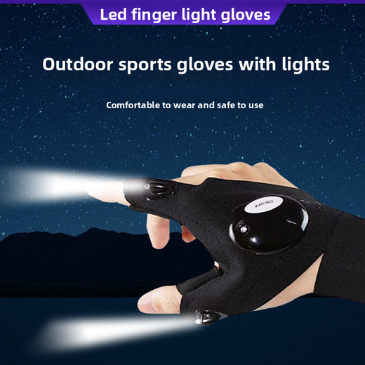 LED Illuminated Fishing Gloves with Finger Lights