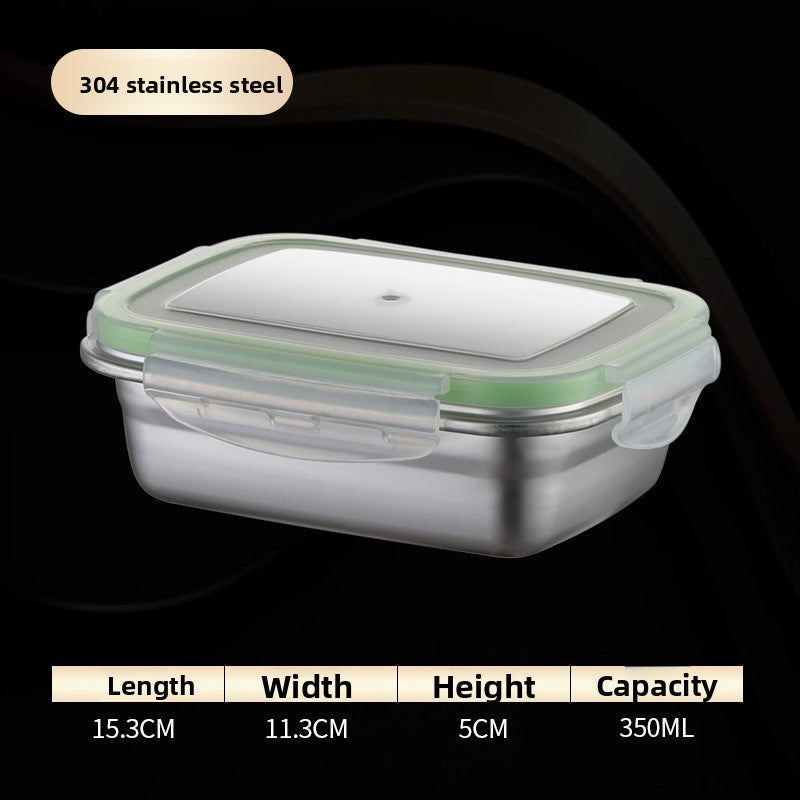 304 Stainless Steel Food Grade Crisper Box Sealed Rectangular Storage Container