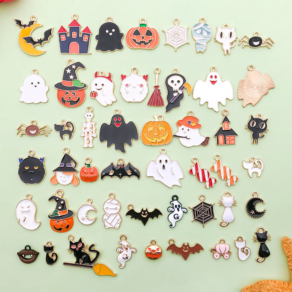 Halloween Alloy Dripping Oil Pendants for DIY Jewelry