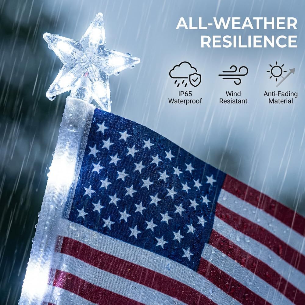 Solar American Flag Garden Light