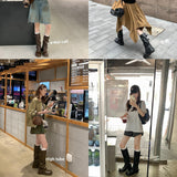 Women's Belt Buckle Square Toe Riding Boots