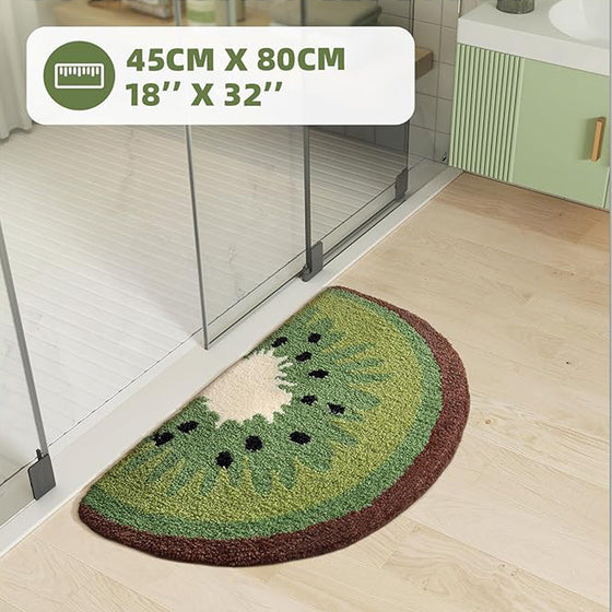 Kiwi bath mat outside a glass shower with 45 x 80 cm size label