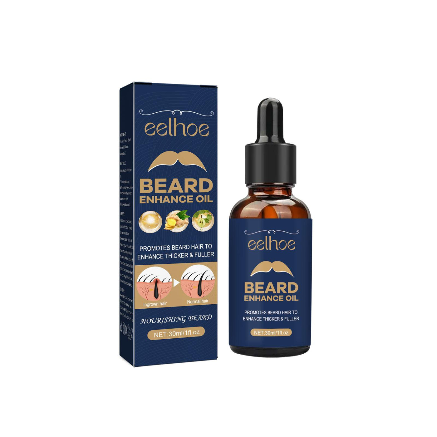Man with well-groomed beard after using serum