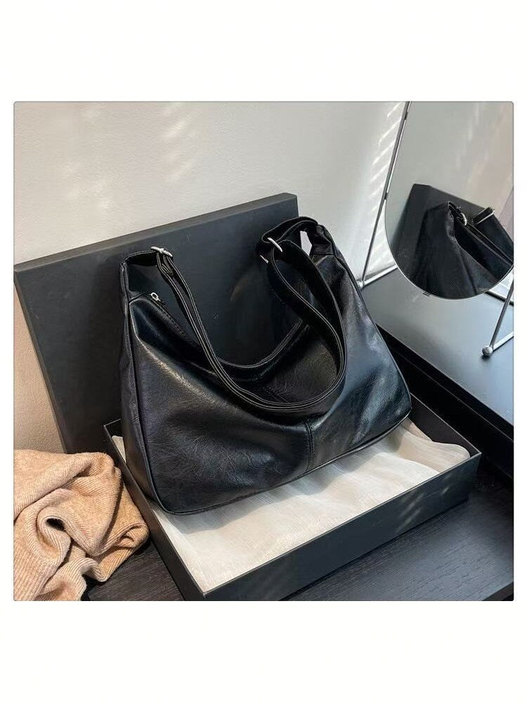 Women's Large Capacity Soft PU Leather Tote Bag Versatile Commuting Shoulder Handbag